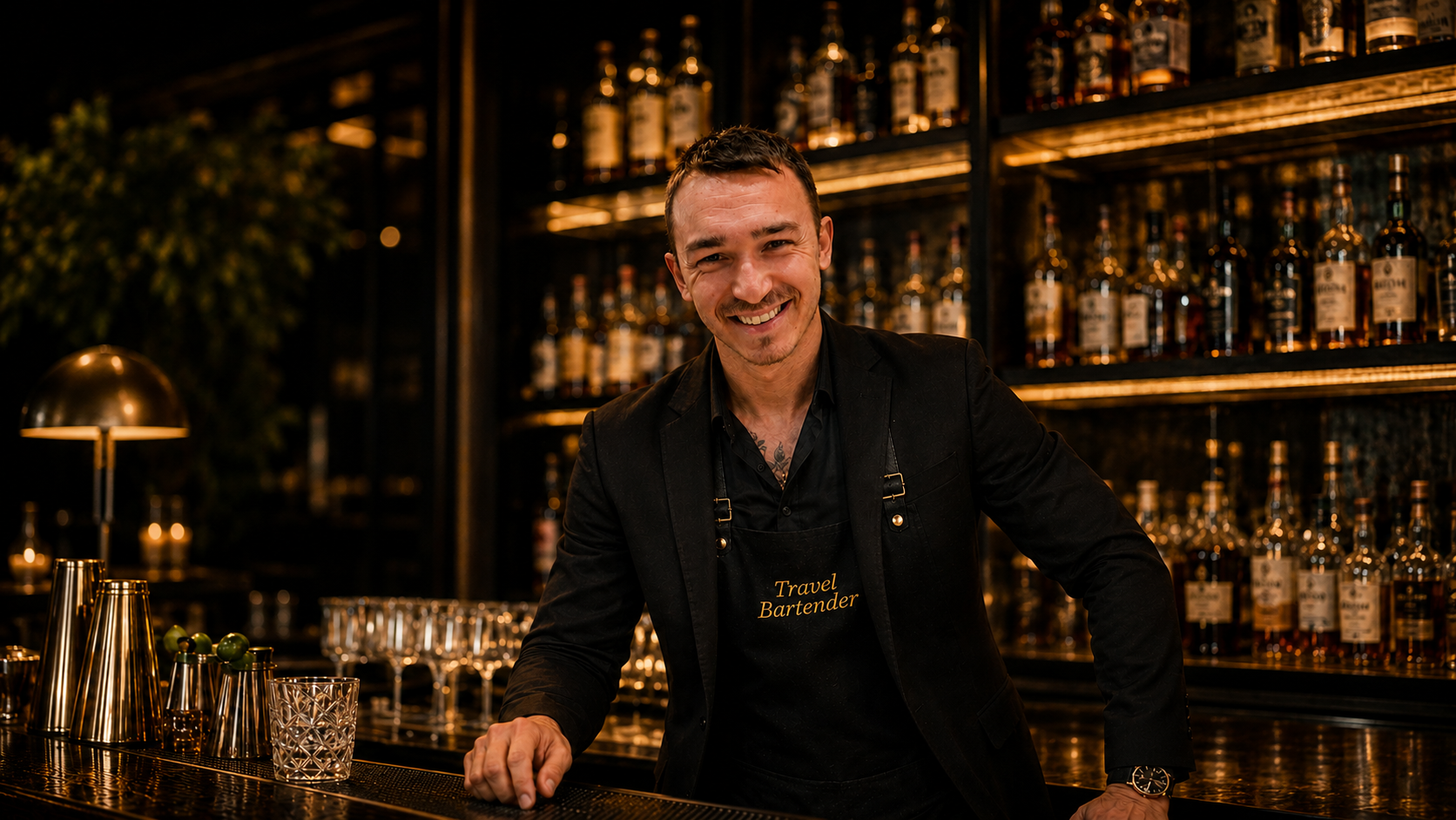 Marin behind the bar during service — Travel Bartender Academy